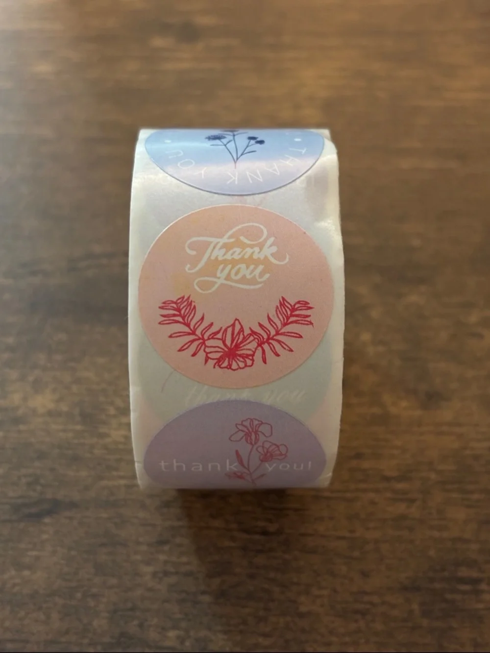 NWOT 500 Piece Pastel Thank You Sticker Roll